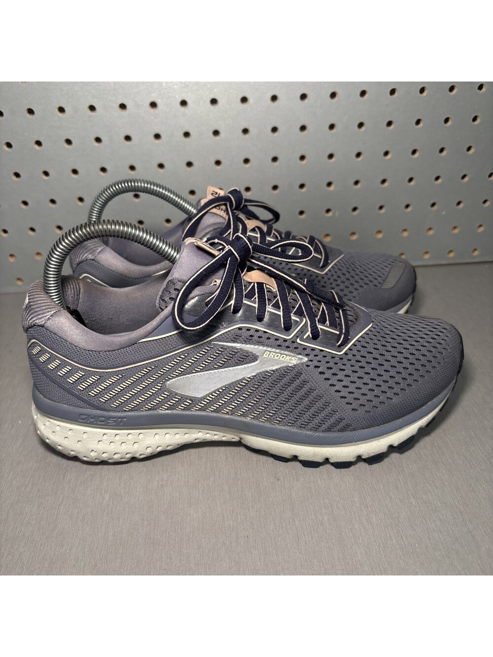 Brooks Ghost 12 Running Shoes Womens Sz 8 D Wide Gray Purple Sneakers